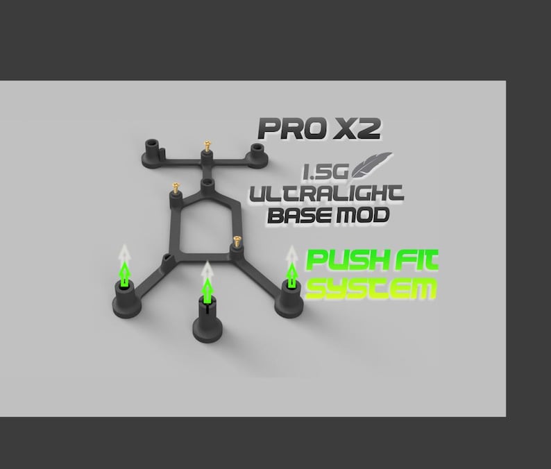 Black SUPERSTRIKE base mod with mounting posts and original push-fit annotations